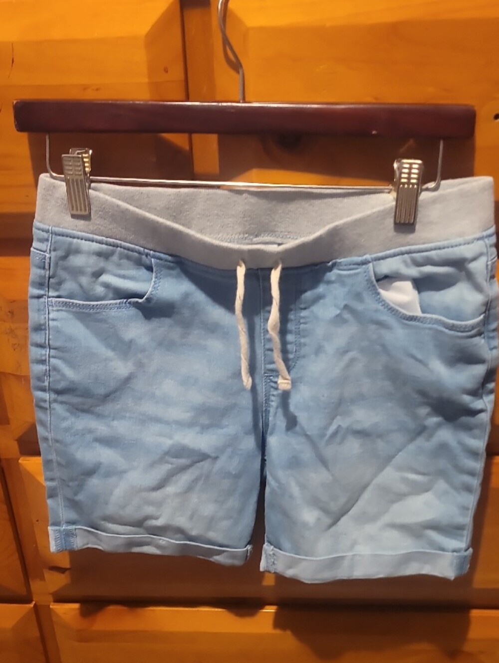 wonder nation Light Blue High-Waist Drawstring Women’s Shorts - Picture 3 of 6